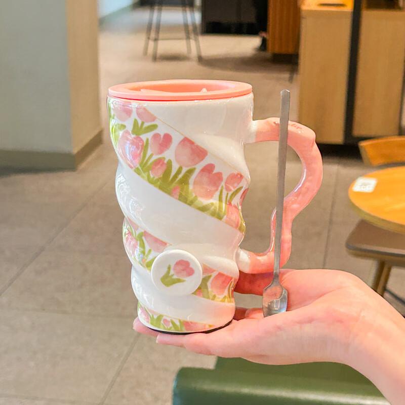 Элегантная керамическая кружка «Тюльпан» с крышкой 401-500ml