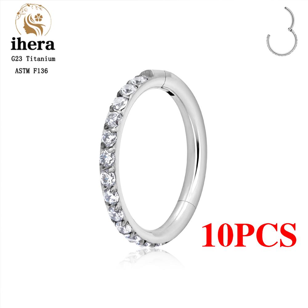 1/10 STKS G23 Titanium Neusringen Septum Clicker Oor Kraakbeen Tragus Helix Daith Oorbellen Hoops 16G 18G CZ Lichaams Piercing Sieraden