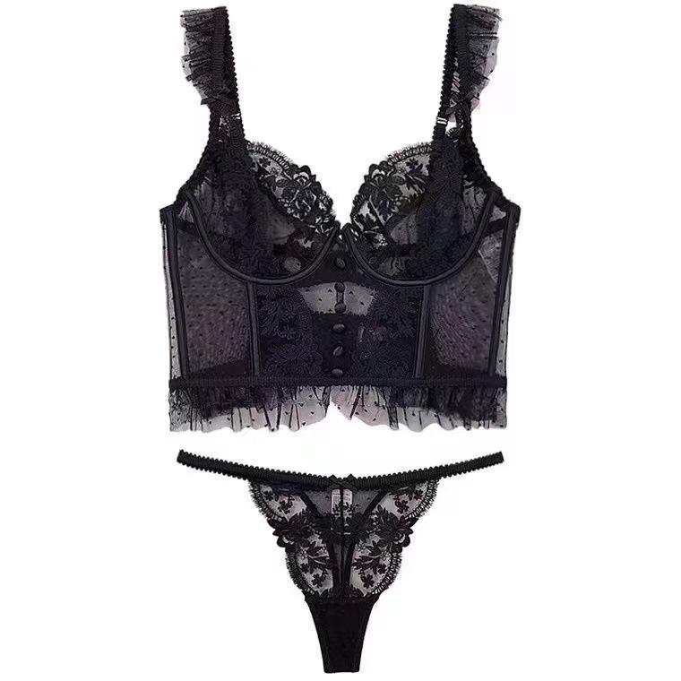 Lace French Thin Suspender Vest Fishbone Bust Sexy Suit
