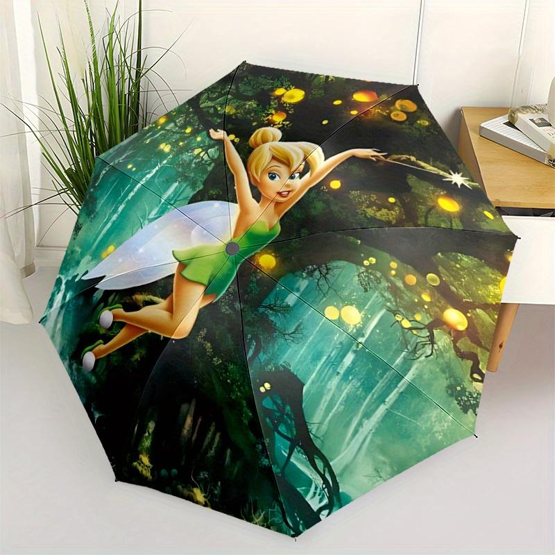 

1pc Pixie Tinker Bell Pattern Automatic Umbrella is Fashionable and Good-Looking, a Portable 3-Fold Umbrella, Suitable for Travel and Daily