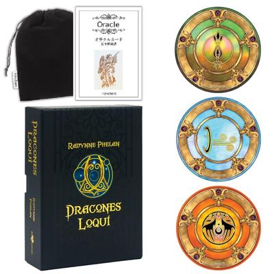 Kancharo 54-Card Oracle Tarot Card Set [Dracones Loqui Deck] Includes Japanese Oracle Card Basic Instructions & Pouch (Authentic)
