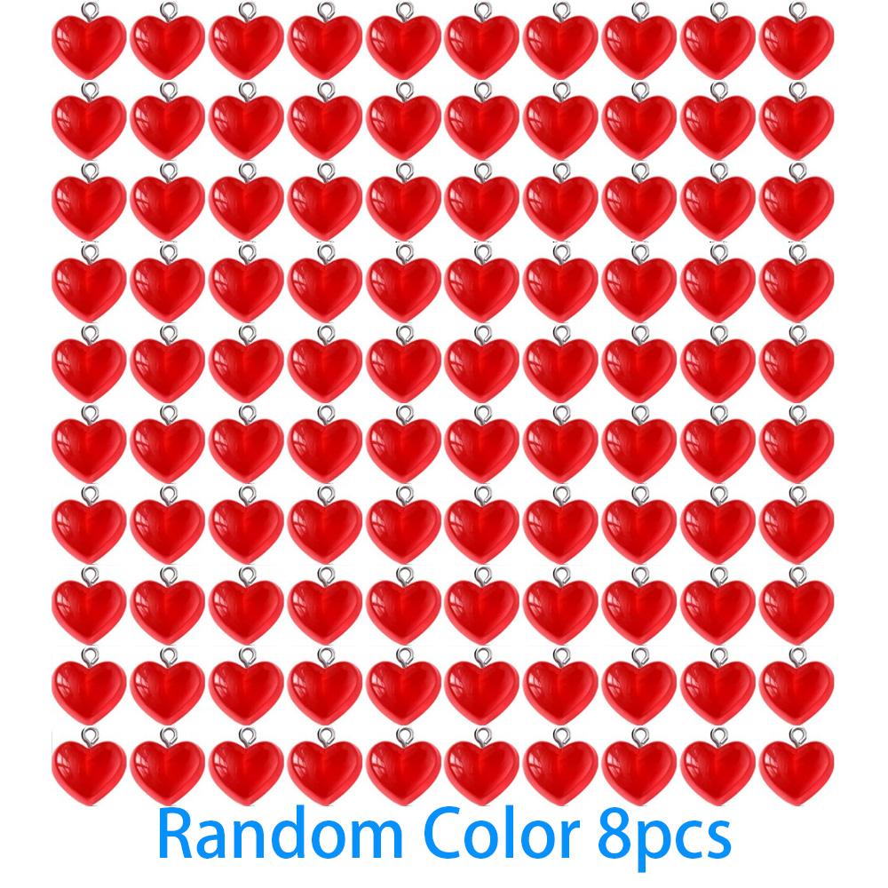

8/16/32pcs Resin Material Heart shaped Pendant Colorful Love Pendant DIY Summer Beach Foot Chain Bracelet 8pcs червоний