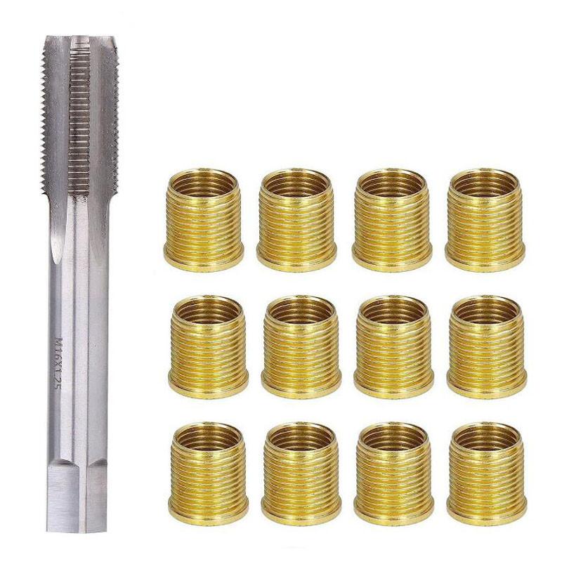 Spark Plug Thread Tap Thread Inserts Spark Plug Thread Repair Tools Gasoline Engine Metal M14x1.25 Inserts and M16x1.25 Tap Kit