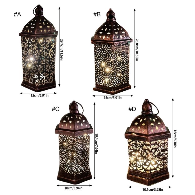 Middle East Arab Vintage Iron Art LED Lanterns Hanging Lamp Hollowed Out Metal LED Hanging Lighting for Home Decors