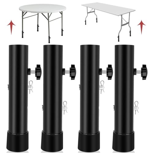 TOWEBOORY Table Leg Extenders, Set of 4, Adjustable Height, 9.2cm/13.3cm, Desk Extender, Raises the Bottom, Extension Legs with Non-Slip Caps, Table L