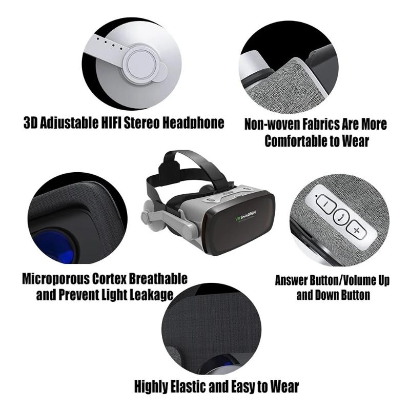 VR 3D Glasses, Head-mounted Virtual Reality VR Glasses for Immersive Video Game Experience, Suitable for Smartphones