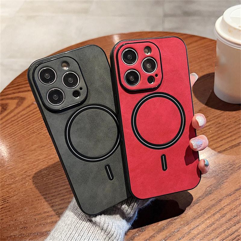 Luxury Wireless Charging Magnetic Cortex Leather Phone Case For Iphone 14 13 12 11 Pro Max 14 Plus 14pro Shockproof Bumper Cover