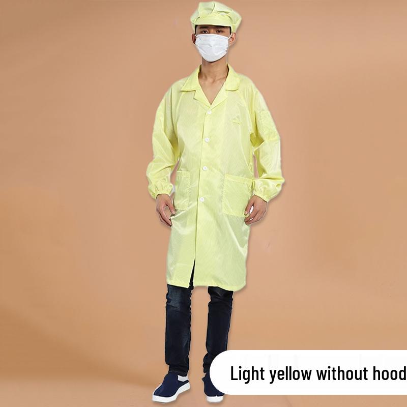 Antistatic Dustproof Long Sleeve Cleanroom Coat - Protective Workwear in White/Blue