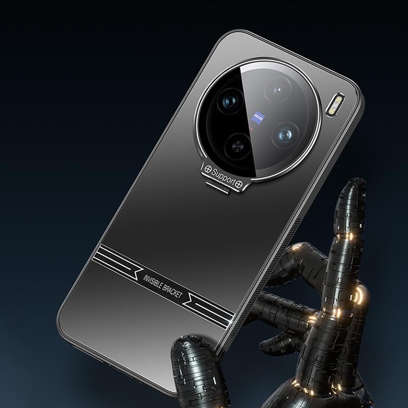 Phone Cover for Vivo X100 5G Matte PC+TPU Phone Shell with Lens Frame Kickstand