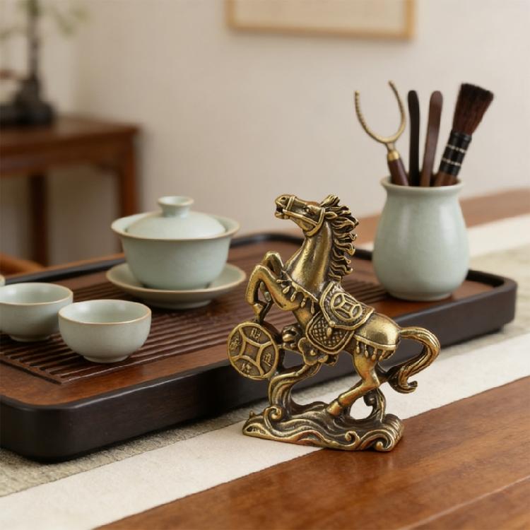 Metal Horse Statues Positive Energy Good Luck Showpiece Collectible Figurines Animal Sculptures for Home Office Decors