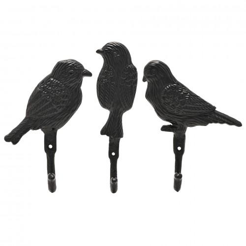 Set of 3 Country Living Cast Iron Wall Hooks - Birds