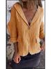 2024 Early Autumn Women's Plus Size Loose Cotton Linen Blazer with Notch Lapel Buttons