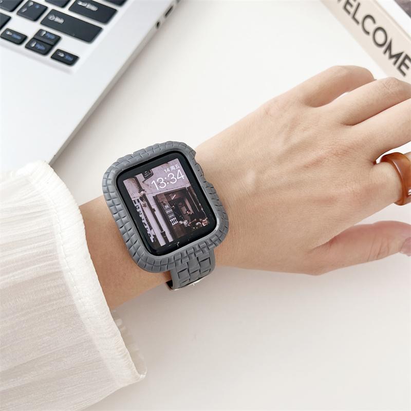 Silicone Watch Strap+Case for Apple Watch Ultra Band 49mm 45mm 41mm 44mm 40mm Sport Bracelet Cover Bumper iWatch 9 8 Se 7 6 5 4
