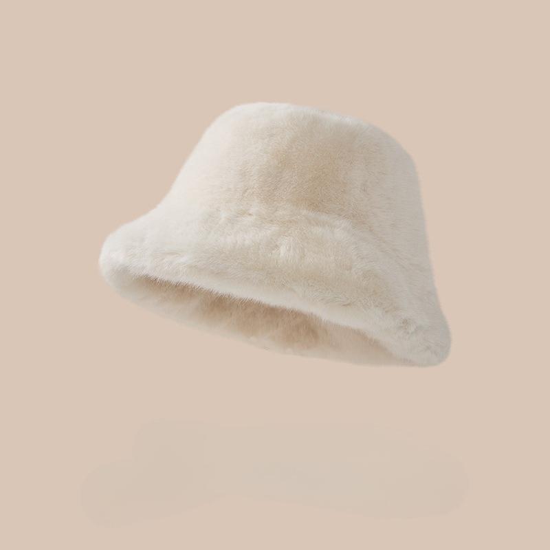 1Pc Imitation Fur Mink Fur Hat for Women in Autumn and Winter, Thickened and Warm Fisherman Hat, Basin Hat, Soft and Furry Ear Protection and Warm Hat