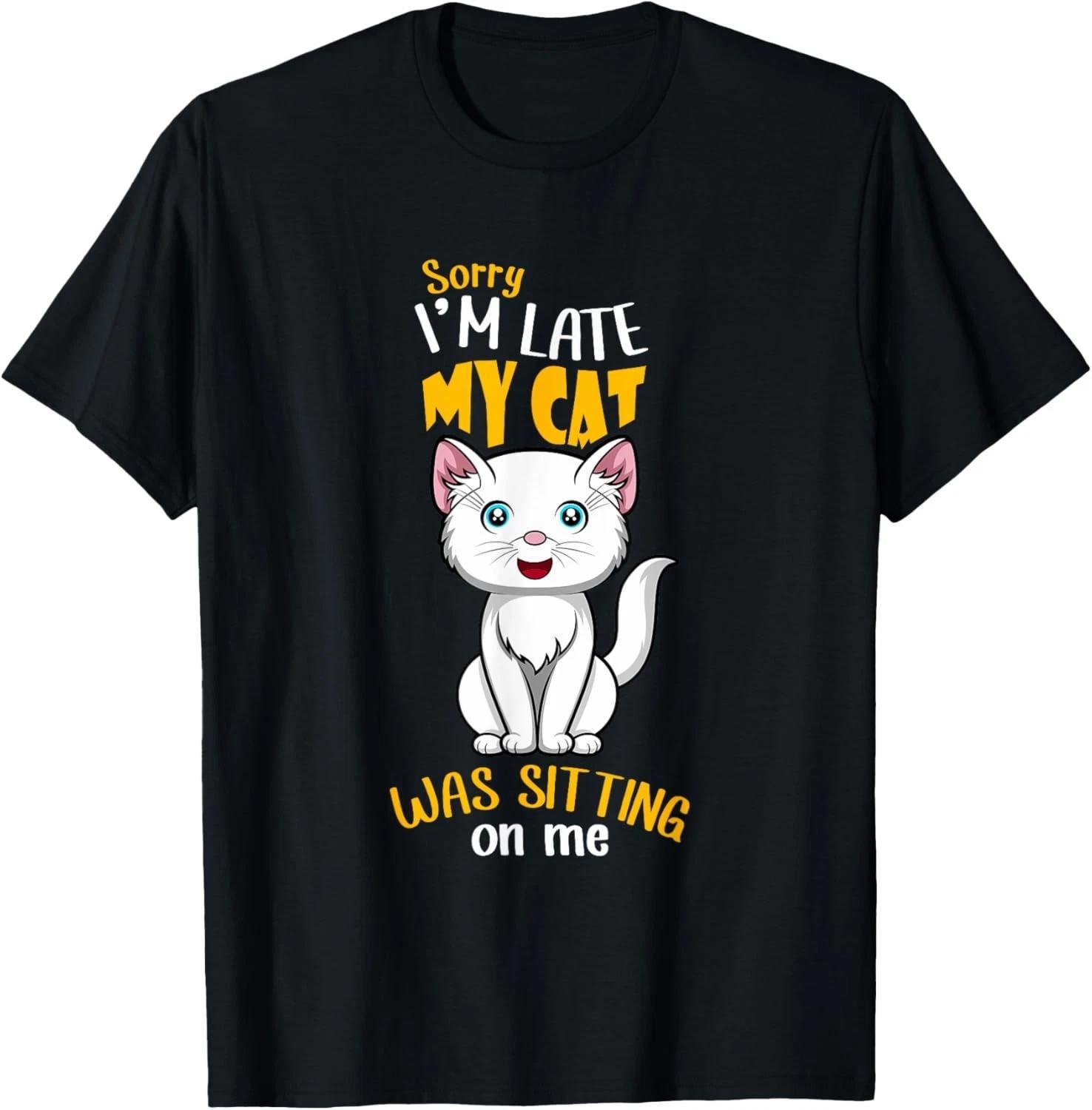 

Cat Sitting On Me Funny Cat Owner T-Shirt 2XL