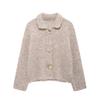 Autumn and Winter Women's Flower-shaped Button-decorated Lapel Long-sleeved Knitted Jacket Soft and Comfortable