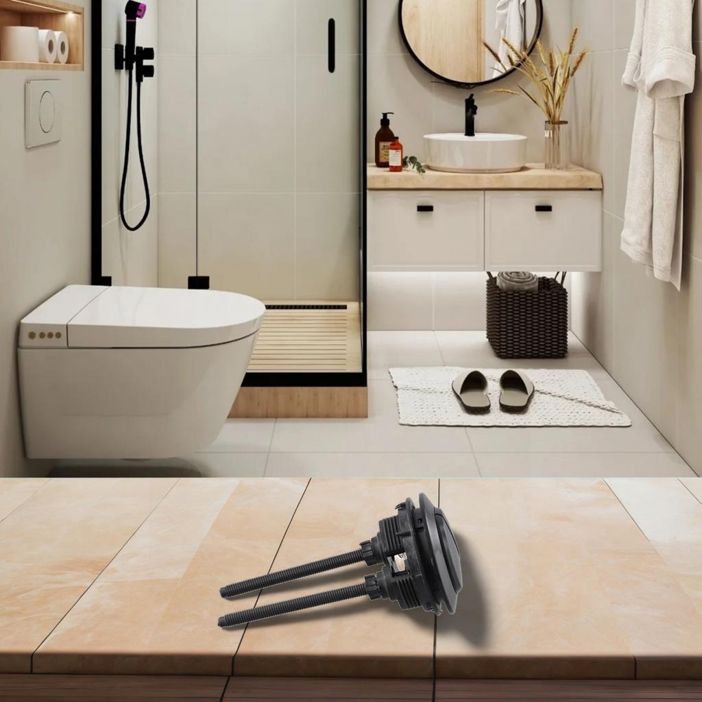 Round Black Toilet Flush Button for Efficient Water Usage in Bathrooms