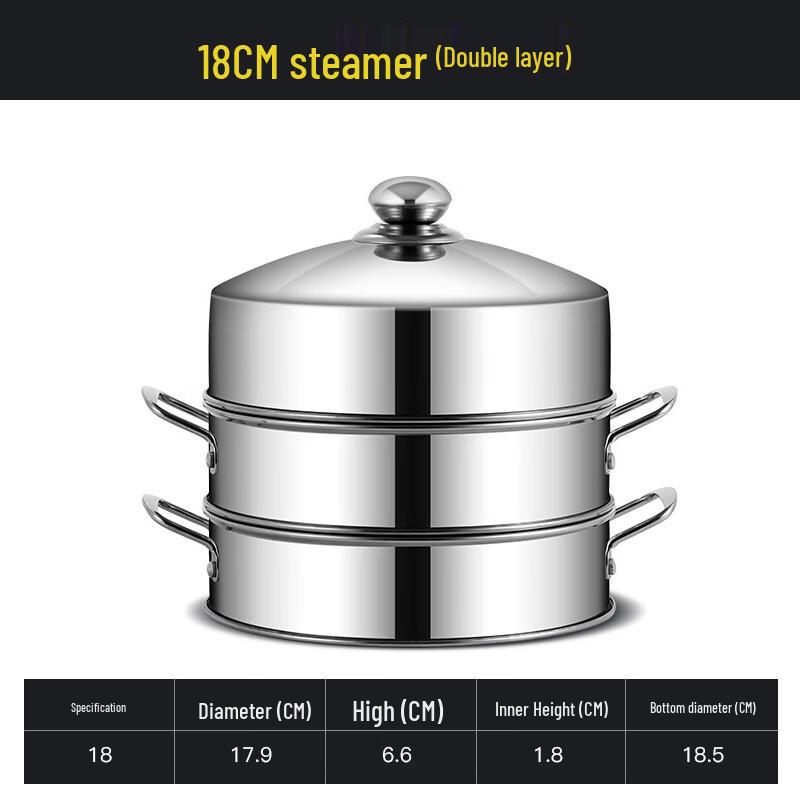 Xiehe Stainless Steel Double-Layer Steamer Basket with Lid