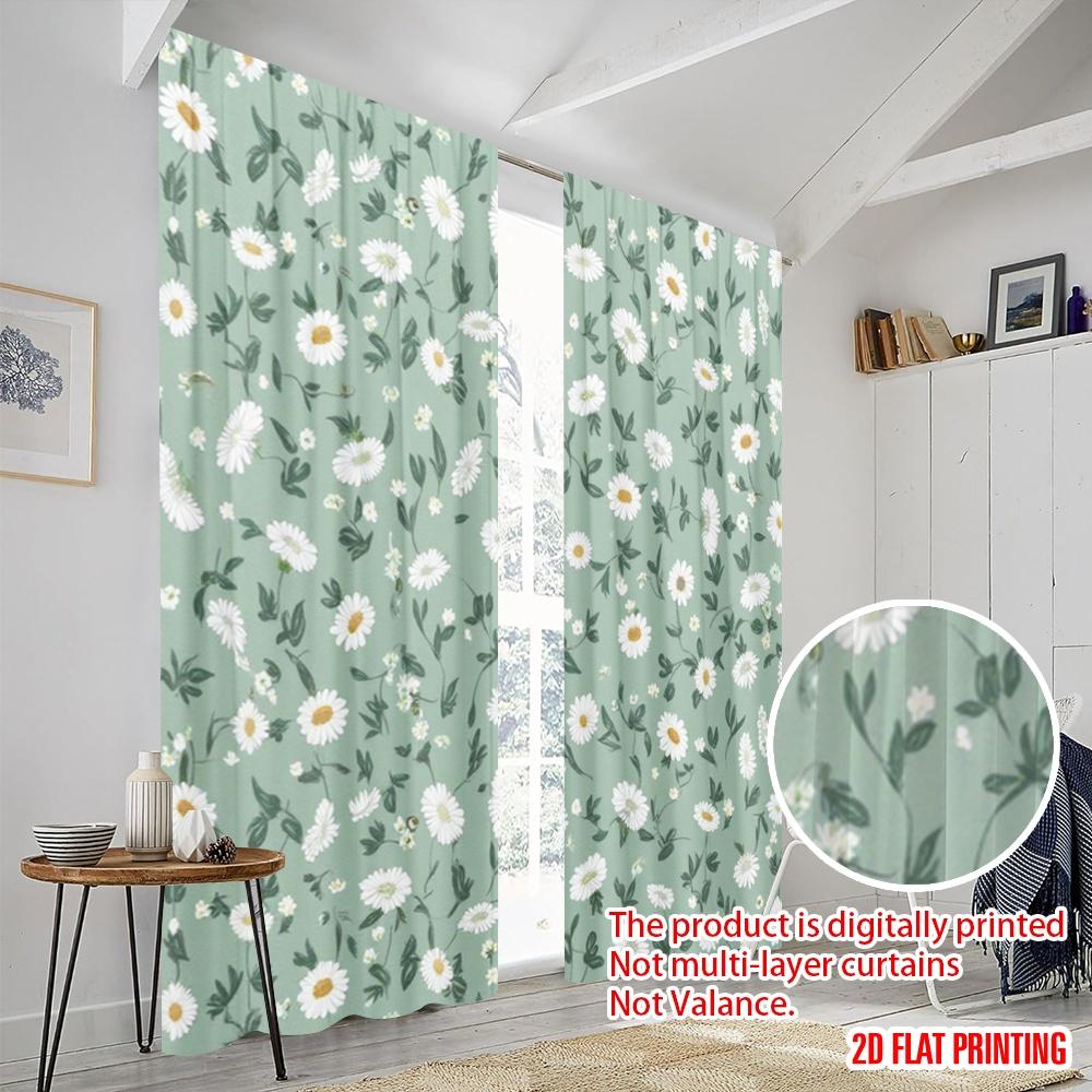 2pcs,2D plane printing Pattern Curtains Floral Harmony Versatile Durable Polyester (without rod) Gifts Ldeal for Kitchen Living