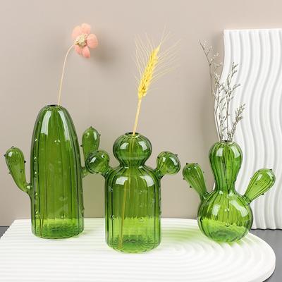 Colourful Glass Vase, Desktop Decorative Item, Cactus Vase, Plant Hydroponic Flower Pot, Living Room and Bedroom Decorative Item
