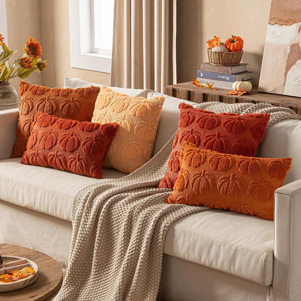 Halloween Pumpkin Embroidered Plush Pillowcase Cojines Simple Throw Headboard Pillow Cushion Covers Halloween Party Supplies