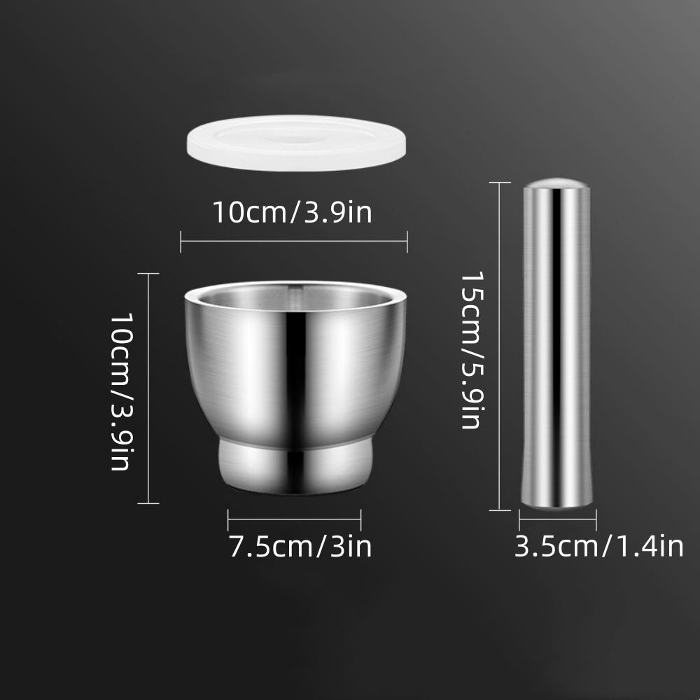 

1pc Stainless steel garlic compactor, straight manual mortar grinder, household garlic puree mortar compactor