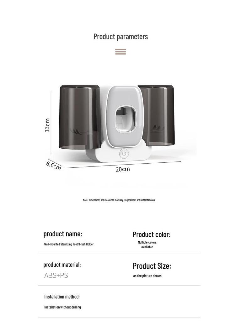 Chytrý UV držák na zubní kartáčky a automatický dávkovač zubní pasty s dvojitými kelímky