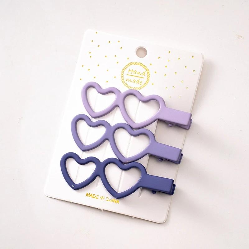 New 3pcs/set Colorful Love Heart Hair Side Clips Women Girl Hollow Bowknot Shaped Hair Clips Bangs Hairpins Kids Sweet Ornament