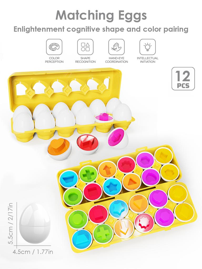 Non-Toxic 6Pcs Baby Smart Eggs Montessori Educational Toys For Children Color Shape Matching Recognize Toddler Intelligent Learning