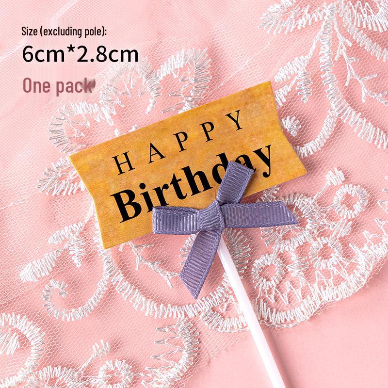 Writable Birthday Cake Decoration Bow with Blessings Card