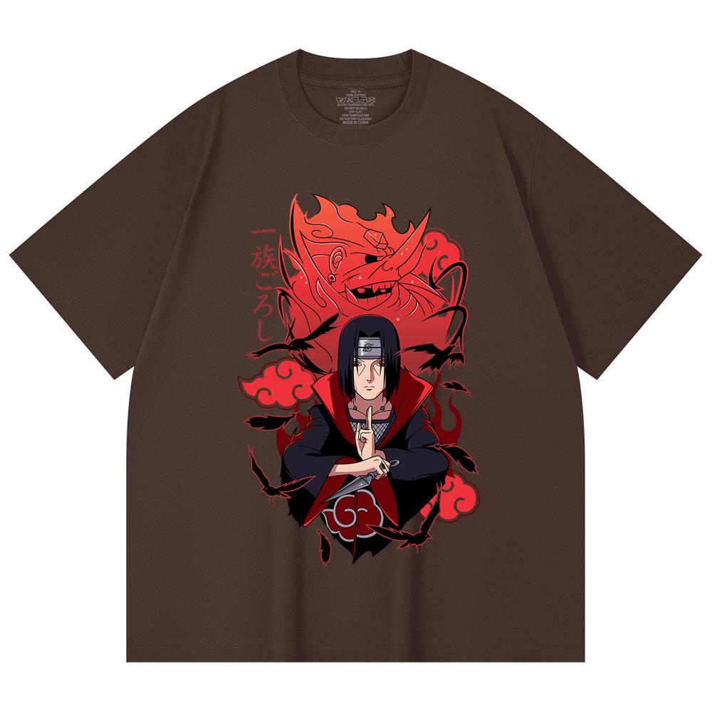 230 g/m² 100% bavlna Naruto V12 potisk Itachi Unisex těžké bavlněné tričko