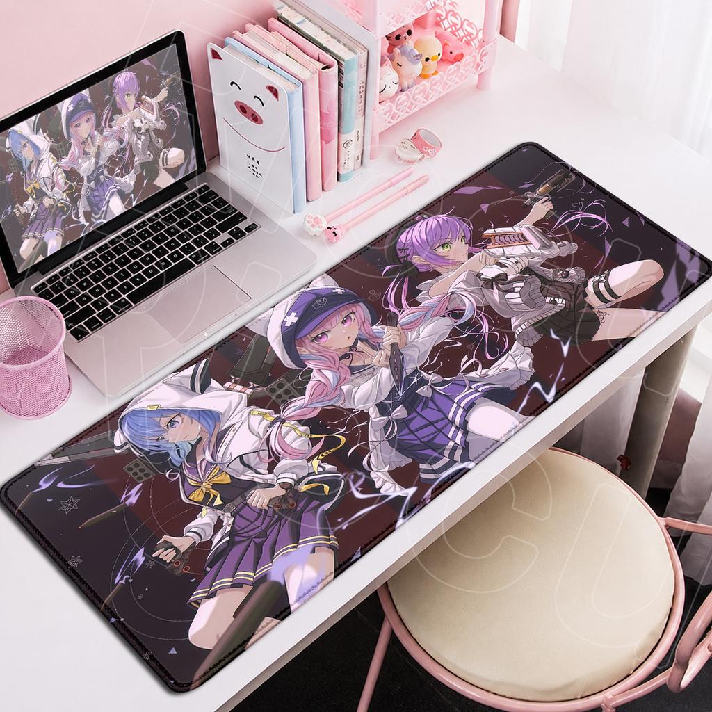 Office Large Speed Mouse Pad HD Printing Rubber Carpet Kawaii Hololive Minato Aqua E-sport Game Computer Keyboard Mats 900x400mm