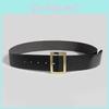 Black Faux Leather Belt With Geometric Square Buckle For Winter Festive Attire