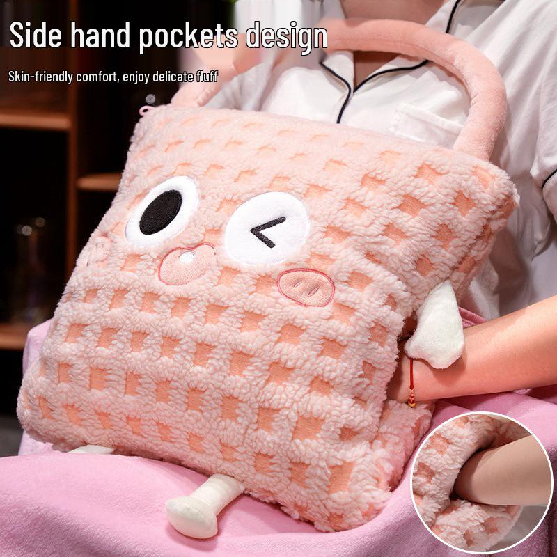 Cartoon Dopamine Lambswool 3-in-1 Pillow: Office Nap, Sofa Cushion, Car Backrest