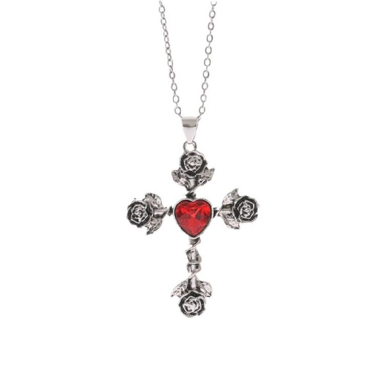 Unique Style Thorn Knotted Rose Crosses Pendant Necklace for Daily Wear Parties