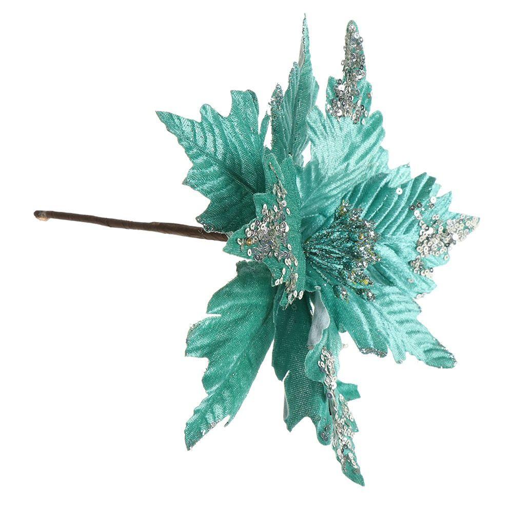Velvet Cloth Christmas Fake Flower Glitter Xmas Tree Ornaments  Party Supplies
