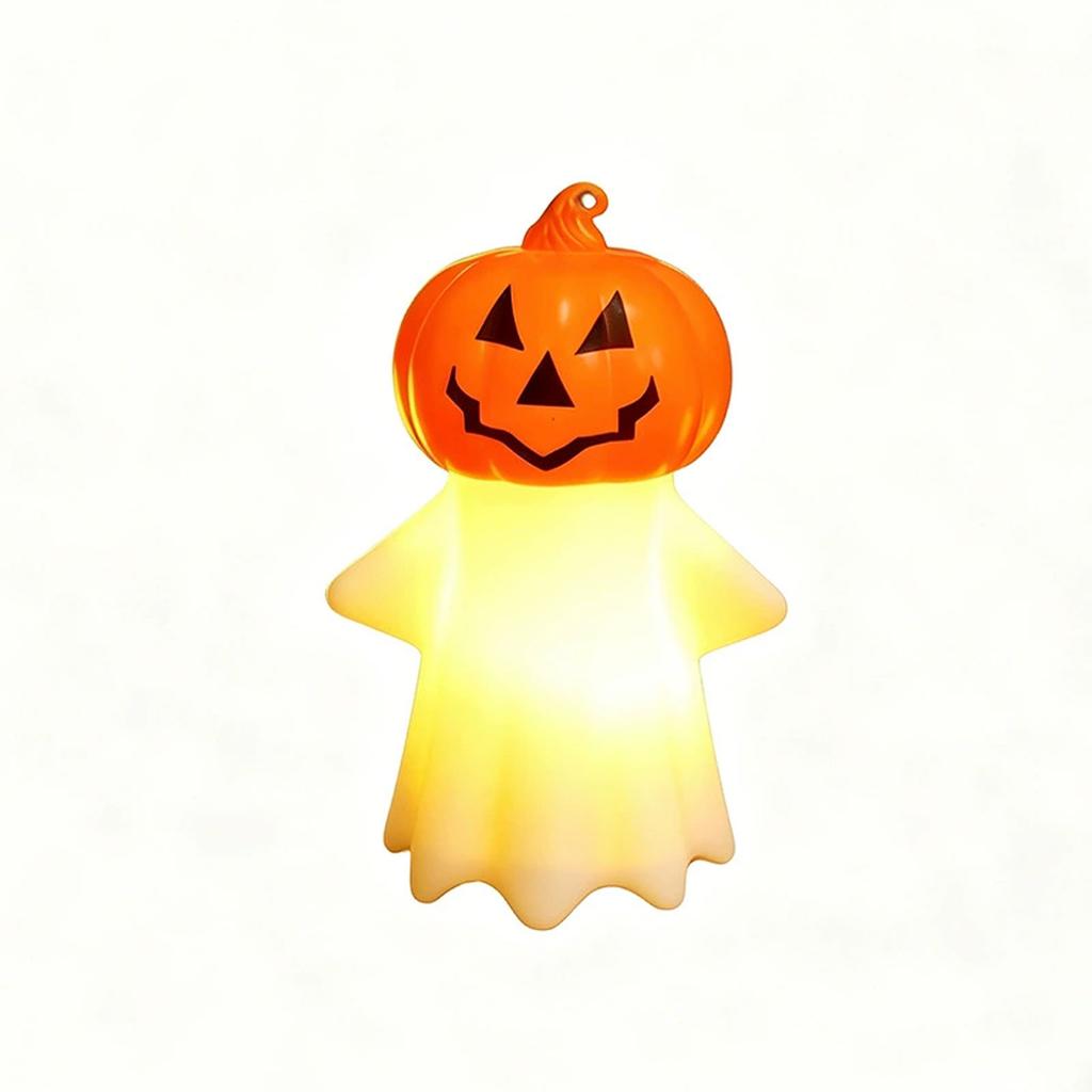 Halloween Light Up Pumpkin Ghost Figurine Decorative Tabletop LED Night Light Halloween Party Decoration Indoor Outdoor Seasonal Ornament