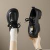 Leather platform women's new autumn retro small leather shoes, comfortable and versatile height-increasing single shoes