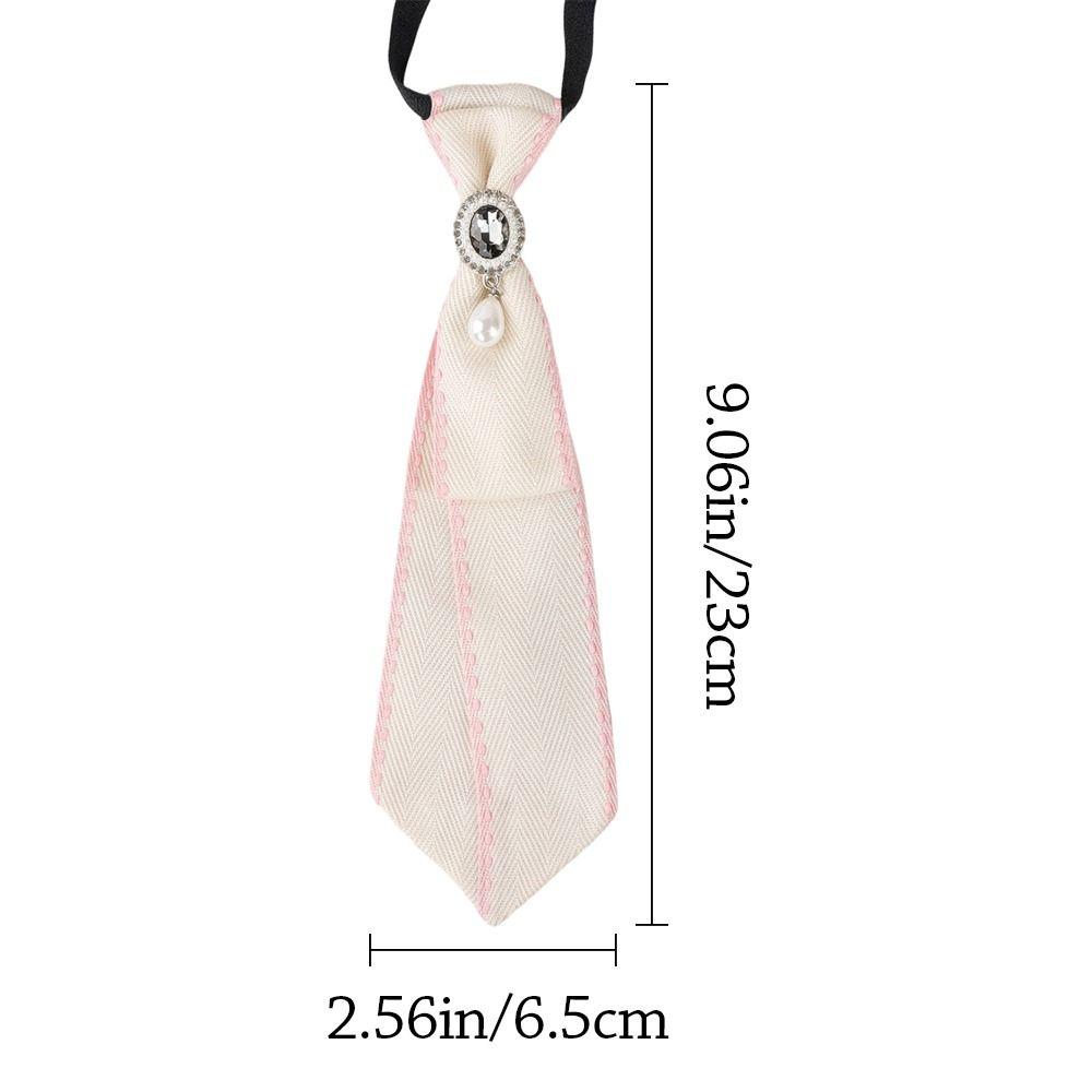 Pre-tied Chain Necktie Pearl Bowtie Fashion Cravat School Uniform