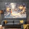 2D Christmas Snowman Photography Backdrop, Snowy Street Lamp & Forest Scene
