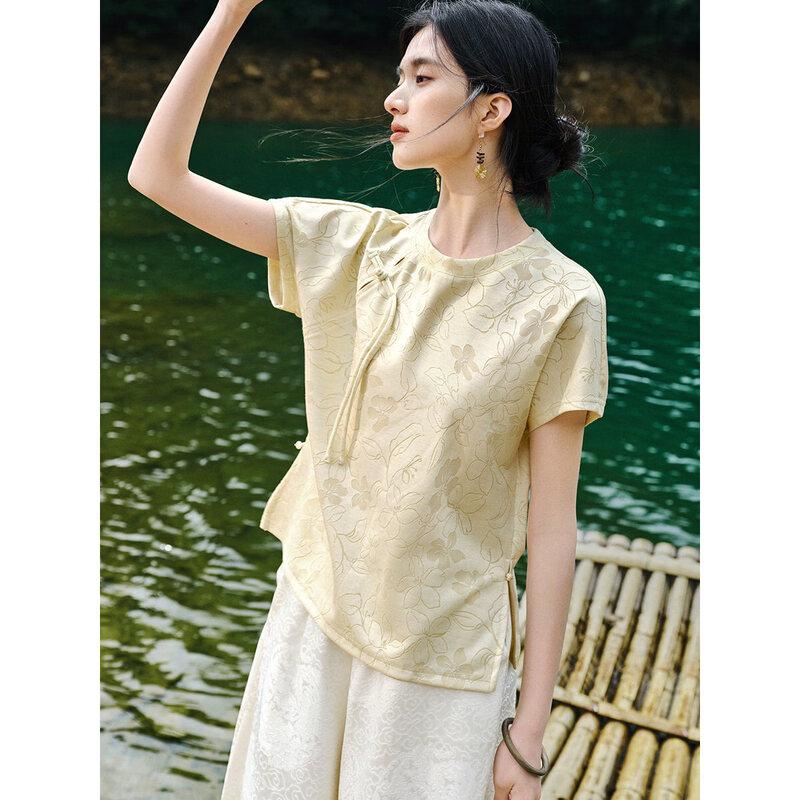 Women s Elegant New Chinese Style Jacquard T-Shirt M