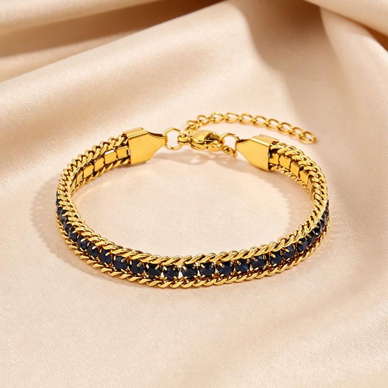 Women's Titanium Steel Multi-color Zircon Bracelet - Luxurious, Versatile, and Fade-resistant