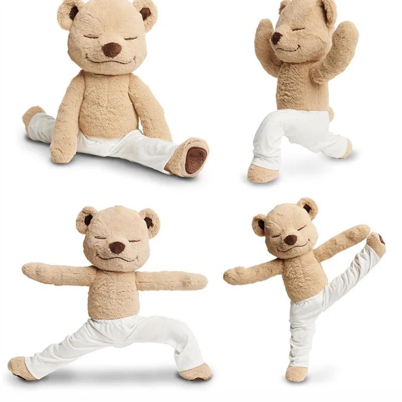 1-3PCS Cute Yoga Bear Doll Variety Shape Doll Plush Toys for Kids Brown Adjustable Pose Bear Companion Sleeping Doll for Kids