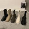 Thick-soled Martin boots women's new Chelsea boots in autumn and winter 2025 French thin small fragrant bare boots velvet short boots