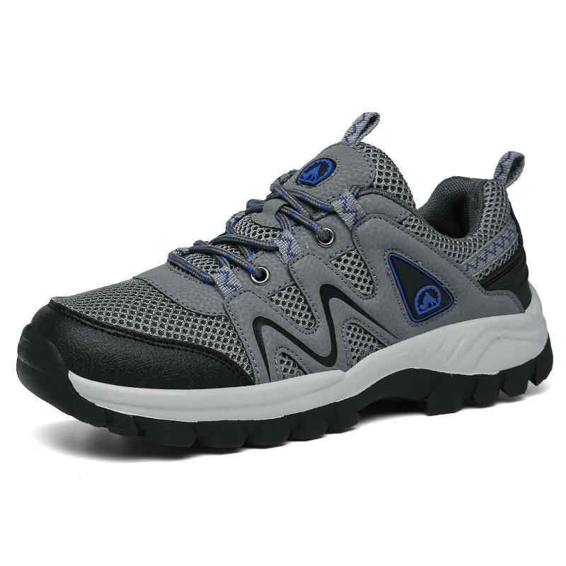 Large size outdoor shoes sports hiking shoes summer mesh breathable ultra-light low-top hiking shoes black