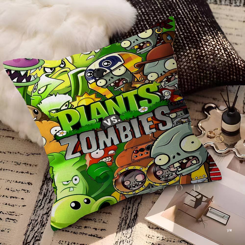 Classic Game P-Plants Vs Z-Zombies Lucky Dragon Pillow Cover Sofa Cushion Cover Home Room Decoration Children Gift