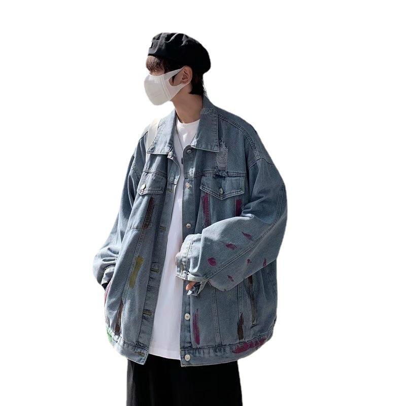 Spring And Autumn Denim Jacket Men's Graffiti Jacket Fashion Versatile Casual Top