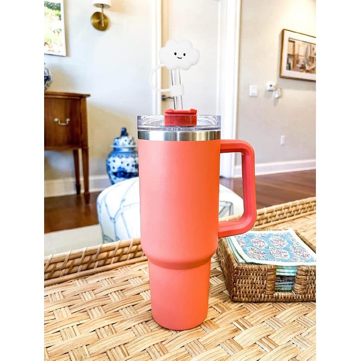 10mm Straw Cover, 6pcs Straw Covers Cap for Stanley Cup 40 oz 30 oz Food Grade Silicone Cute Large Cloud Flower Straw Topper Tips Cover Protector