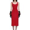 Karl Lagerfeld French Style Lightweight Luxury Slim Fit Knit Solid Color Sleeveless Dress Women dress Red M21L1343