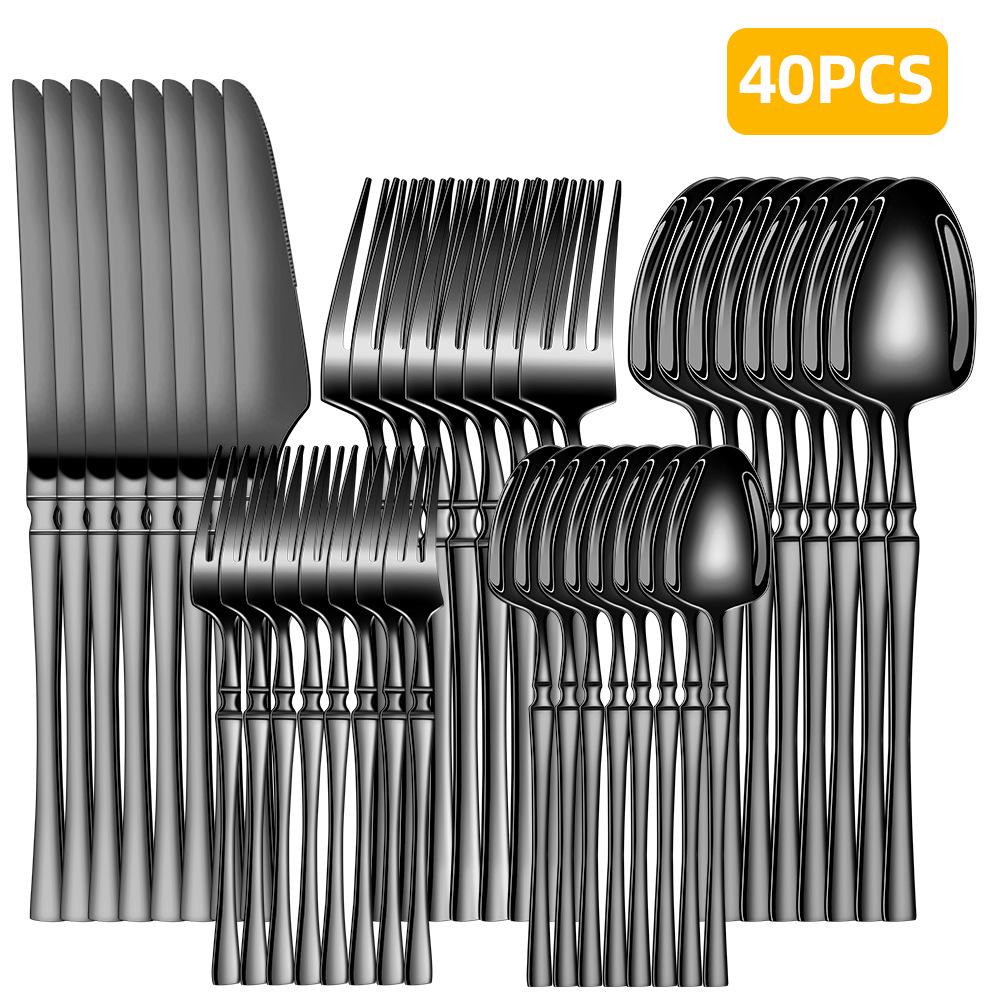 Stainless Steel 30-Piece Cutlery Set with Small Waist Design for Restaurants and Hotels